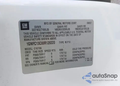 2008 Chevrolet Tahoe Ls z USA, uszkodzony, nr VIN 1GNFC13C08R128220